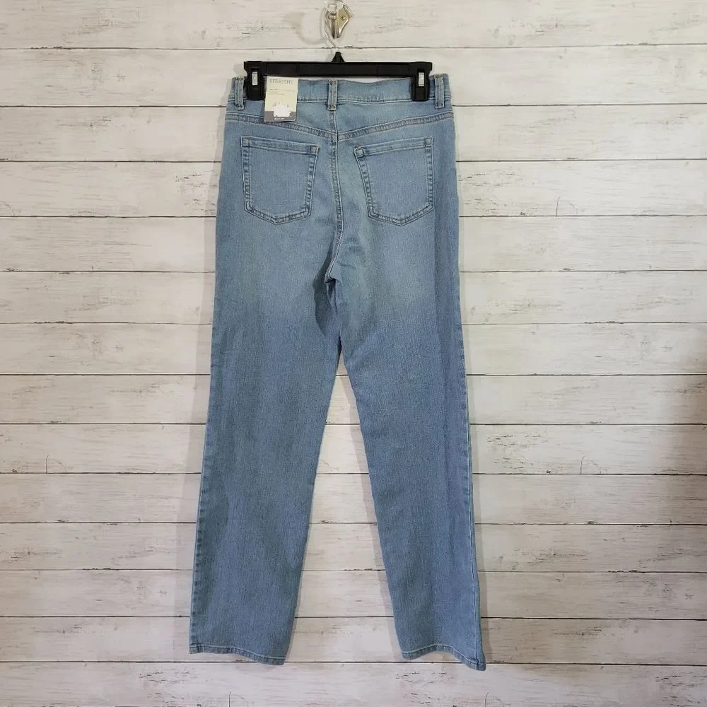 Style & Co High Rise Tummy‎ Control Strsight Leg Light Wash Jeans Size 6 Petite